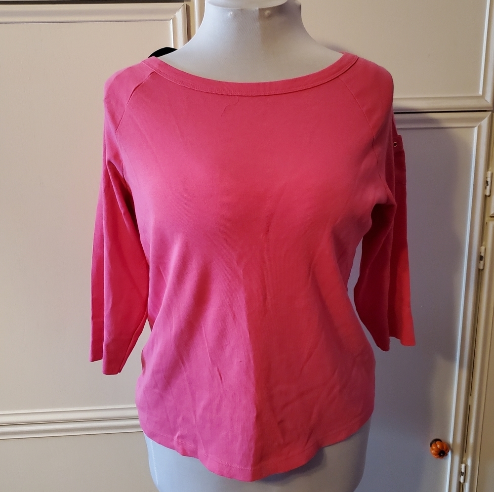 RL Hot Pink Top w/ Mini Pocket on the Left Arm